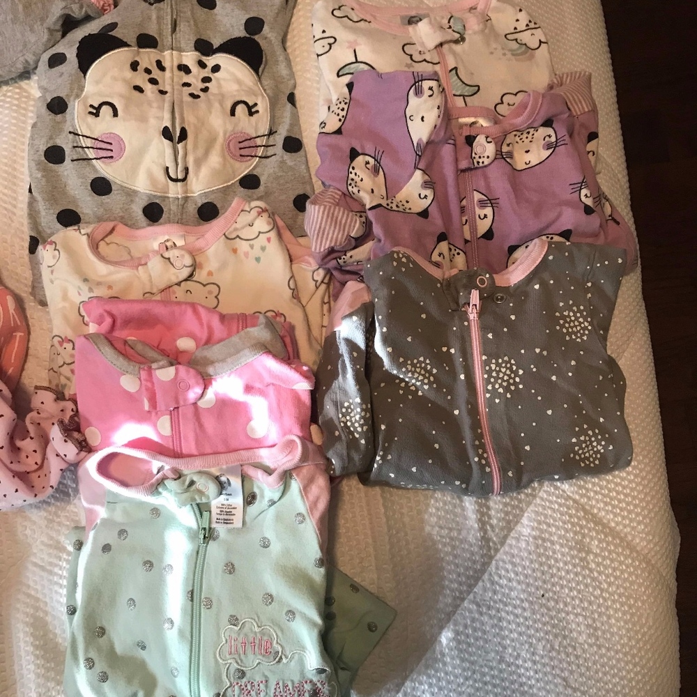 9M Carters and Gerber Girls Pajamas
